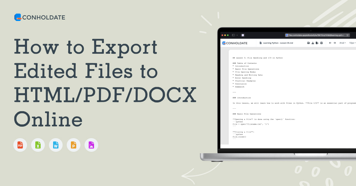 How to Export Edited Files to HTML, PDF, and DOCX Online