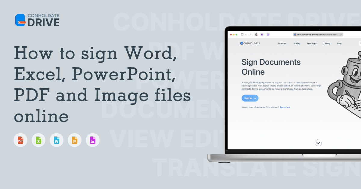 How to sign office (Word, Excel, PowerPoint), PDF, Images (PNG, JPG, JPEG) files online