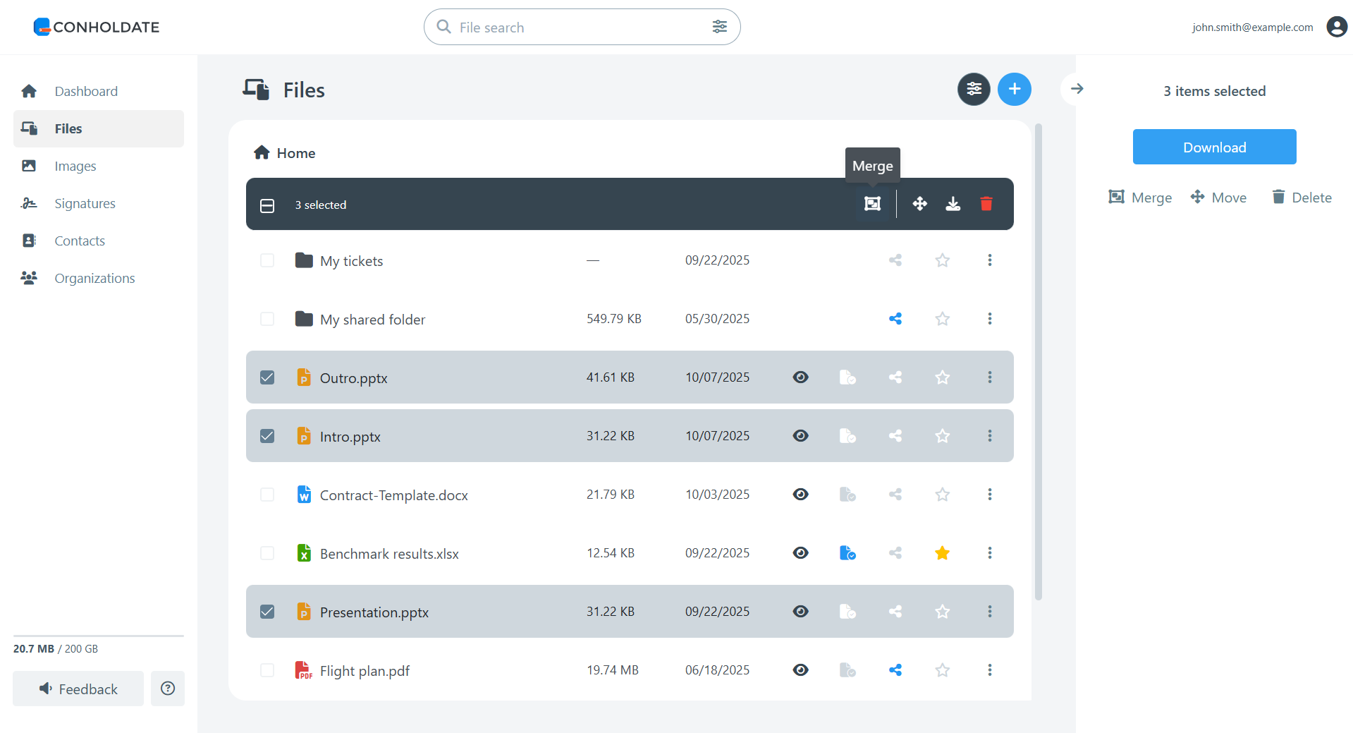 seleccionar archivos para combinar
