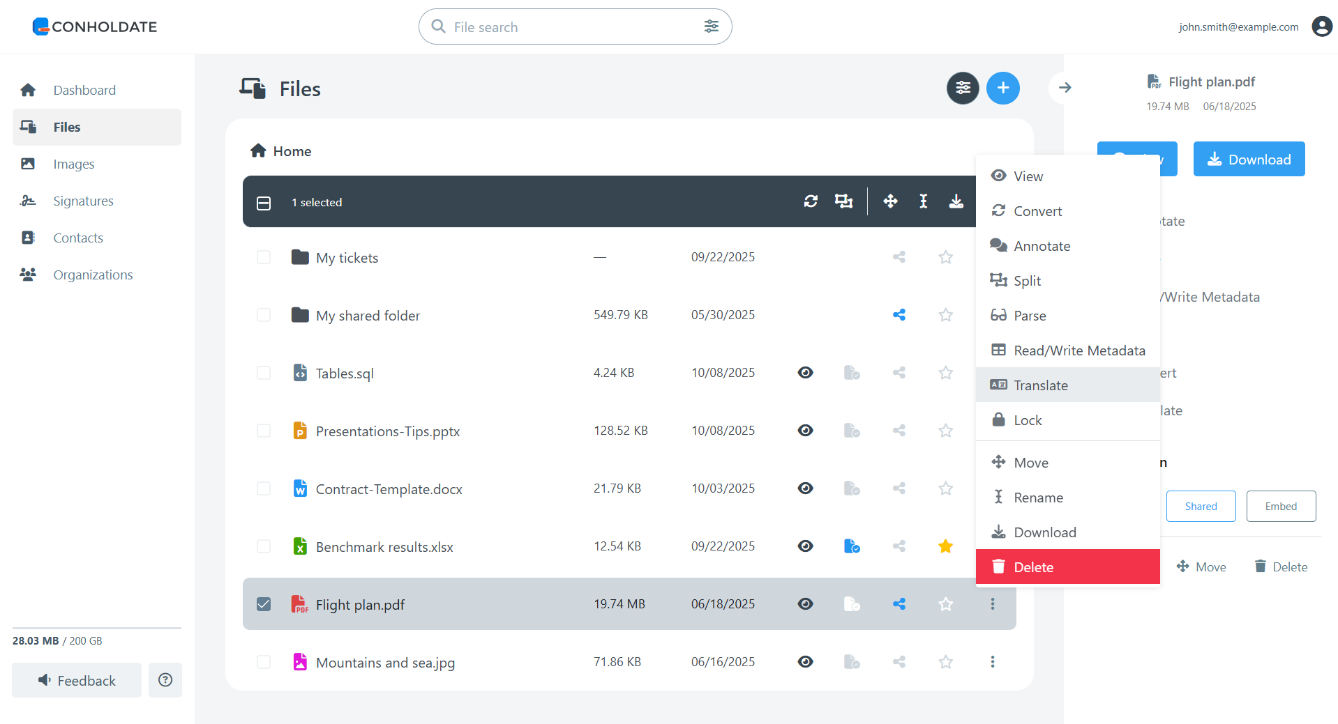 open translate dialog