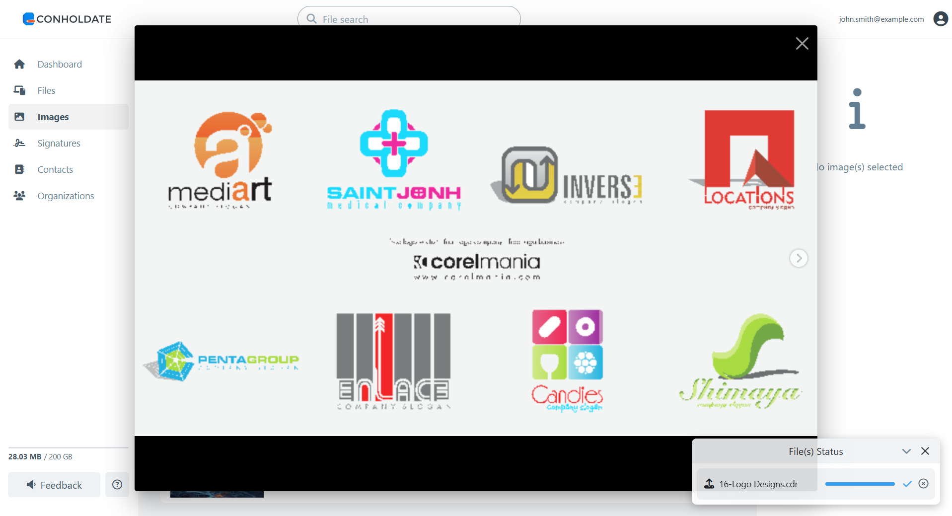 پیش‌نمایش فایل coreldraw در لایت‌باکس