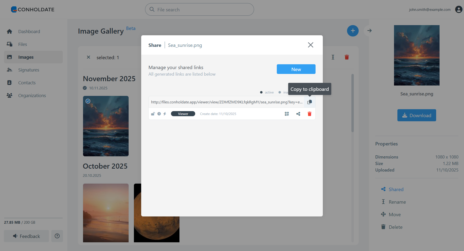 lien de partage pour l&rsquo;image